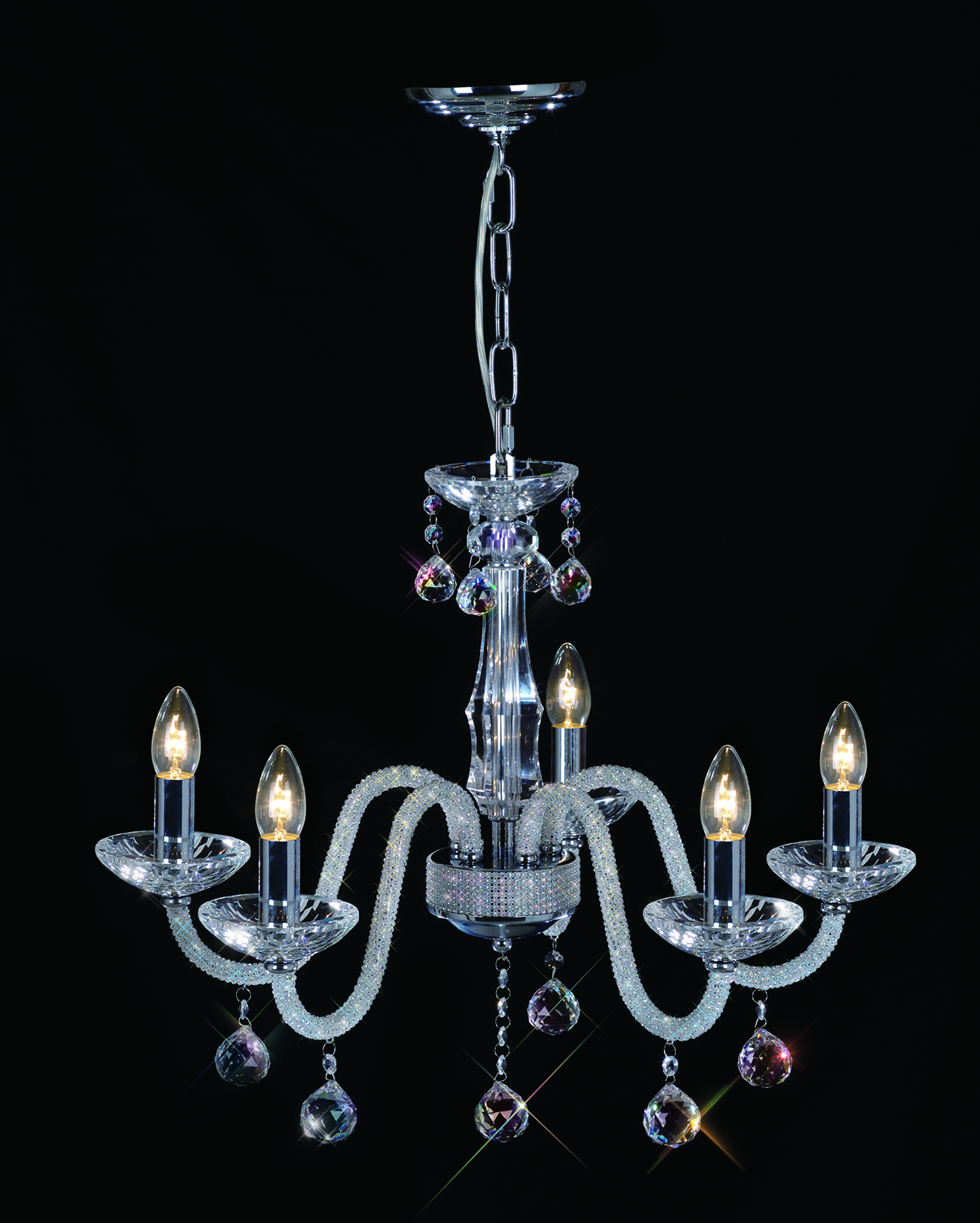 IL30335  Amora Crystal Chandelier 5 Light